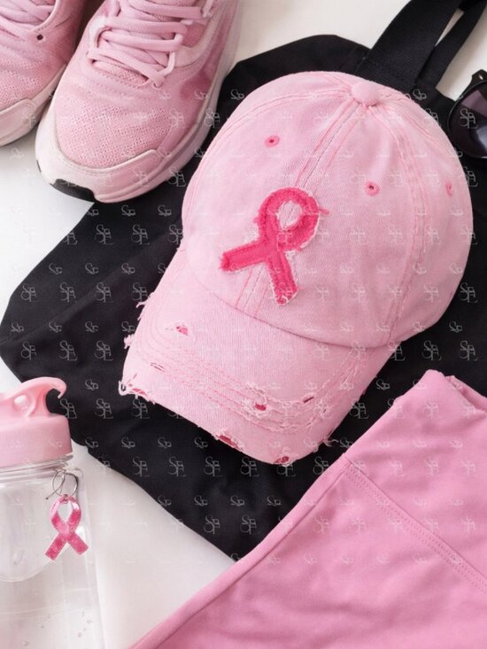 Accessories - Pink Ribbon Distressed Awareness Cap | Casual Support Hat